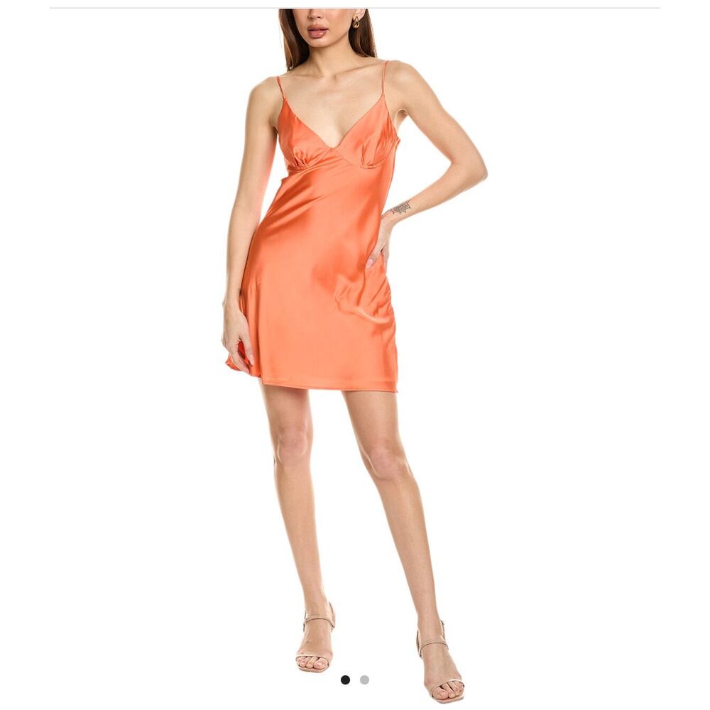 Anthropologie Hutch Orange Suki Satin Mini Slip Dress Size Small NWT